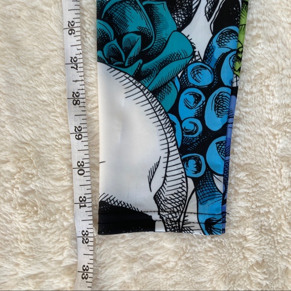 COPY - GEARBUNCH Sportswear Blue Floral Skulls XS leggings - Picture 3 of 3